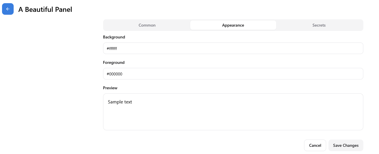 Widdget Panel settings 1