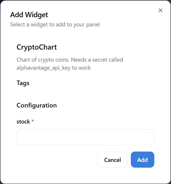 Widdget Panel configure widget